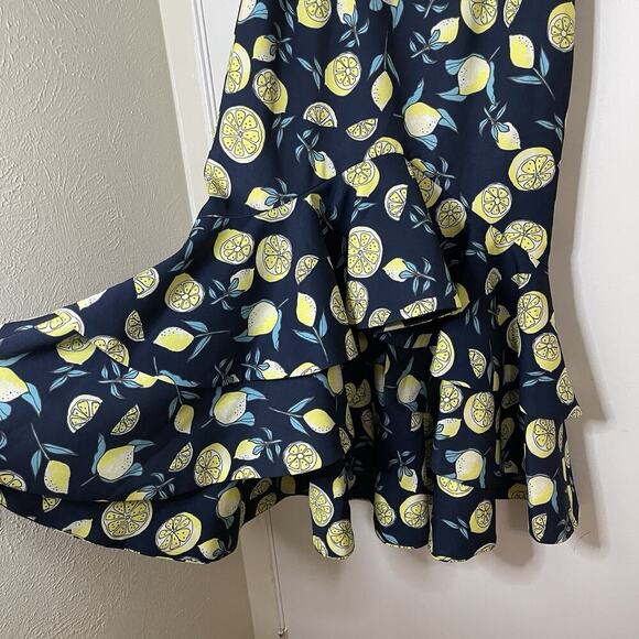 NEW! Fame and Partners Sasha Off the Shoulder Dress in Lemon Print size US 0 - Picture 5 of 10